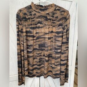 Cloth and Stone Anthropologie Ruffle Top Womens XL Brown & Black NWT